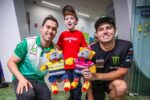 Supercar drivers Thomas Randle and Cameron Waters make pitstop at Perth Children’s Hospital to race sick kids