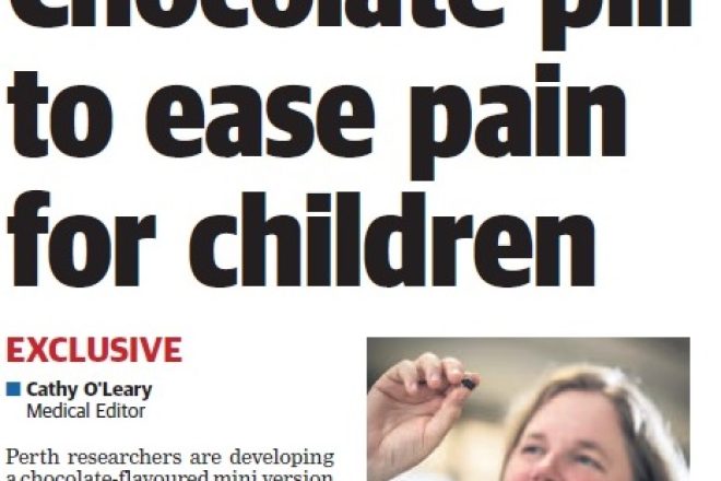 Chocolate pill to ease pain for children